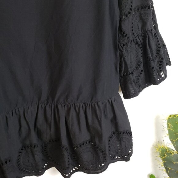 LOFT Embroidered Eyelet Lace Peplum Cotton Blouse Top size S Women's - Picture 11 of 14